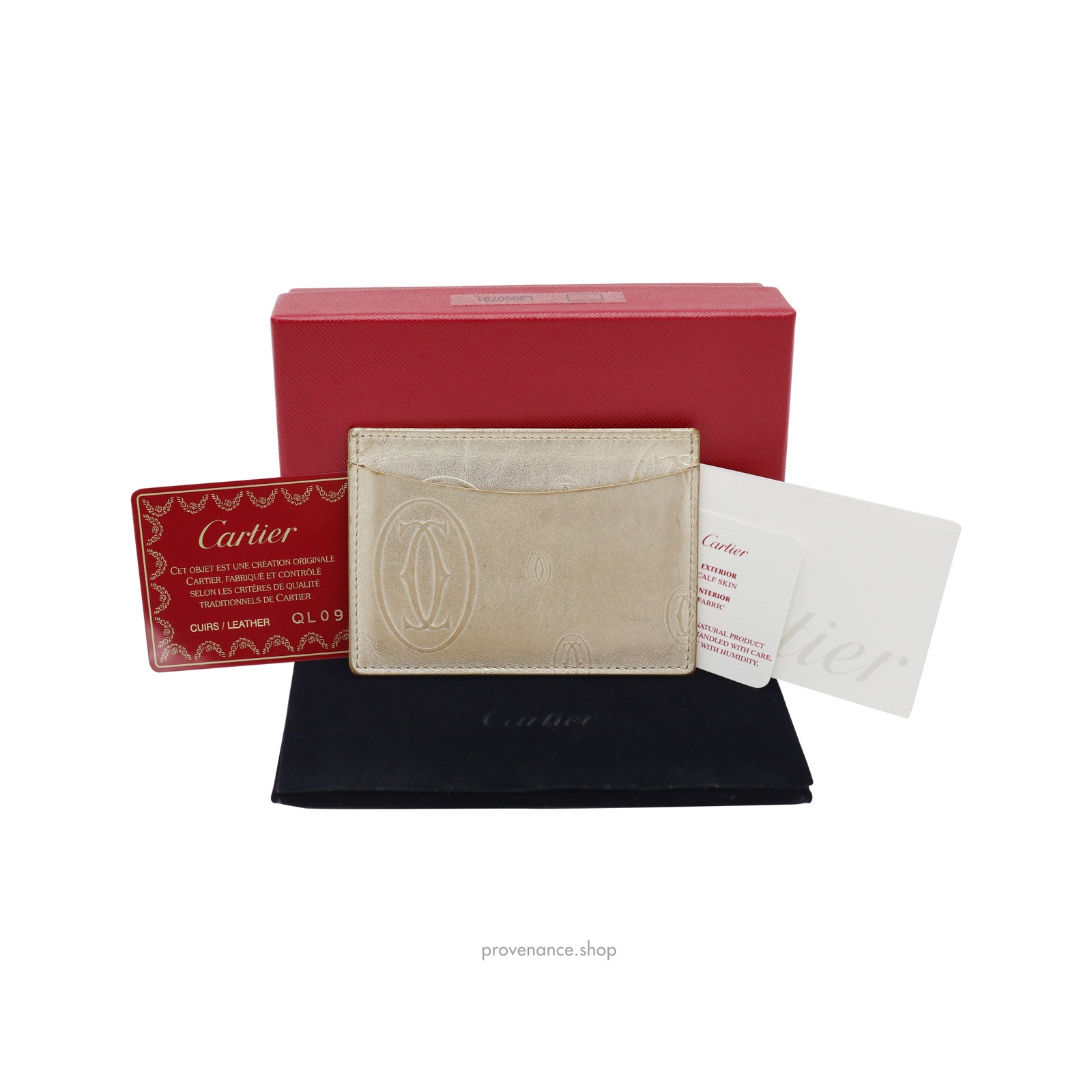Cartier Card Holder Wallet  Gold Leather